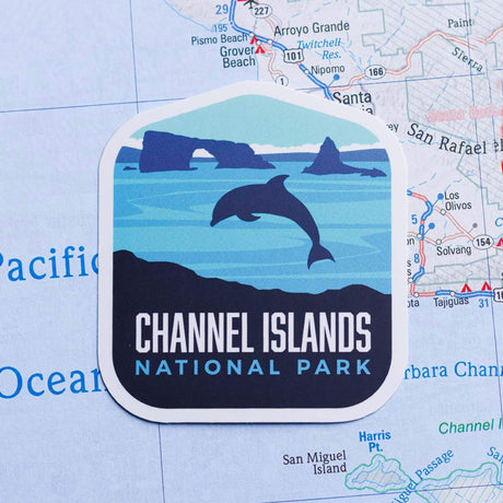 Channel Islands sticker on a map background
