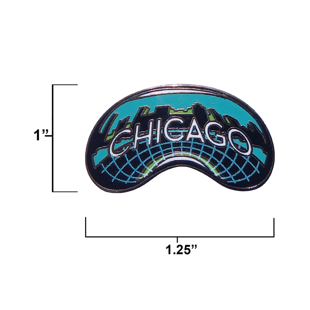 Chicago enamel pin size information