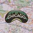 Chicago sticker on a map background