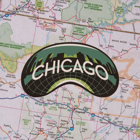 Chicago sticker on a map background