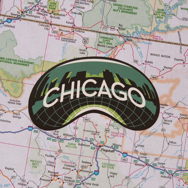 Chicago sticker on a map background