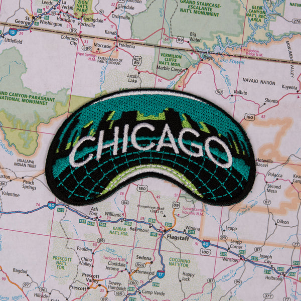 Chicago patch on a map background