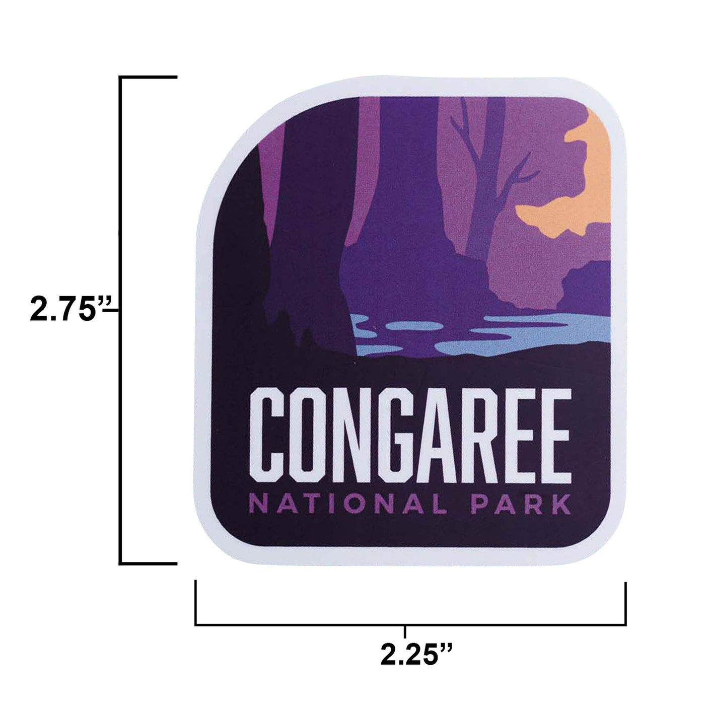 Congaree sticker size information