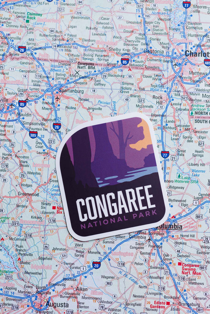 Congaree sticker on a map 