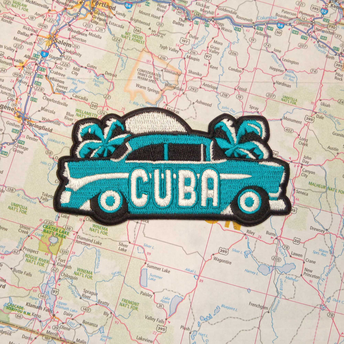 Cuba patch on a map background
