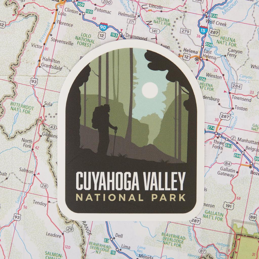 Cuyahoga Valley sticker on a map background