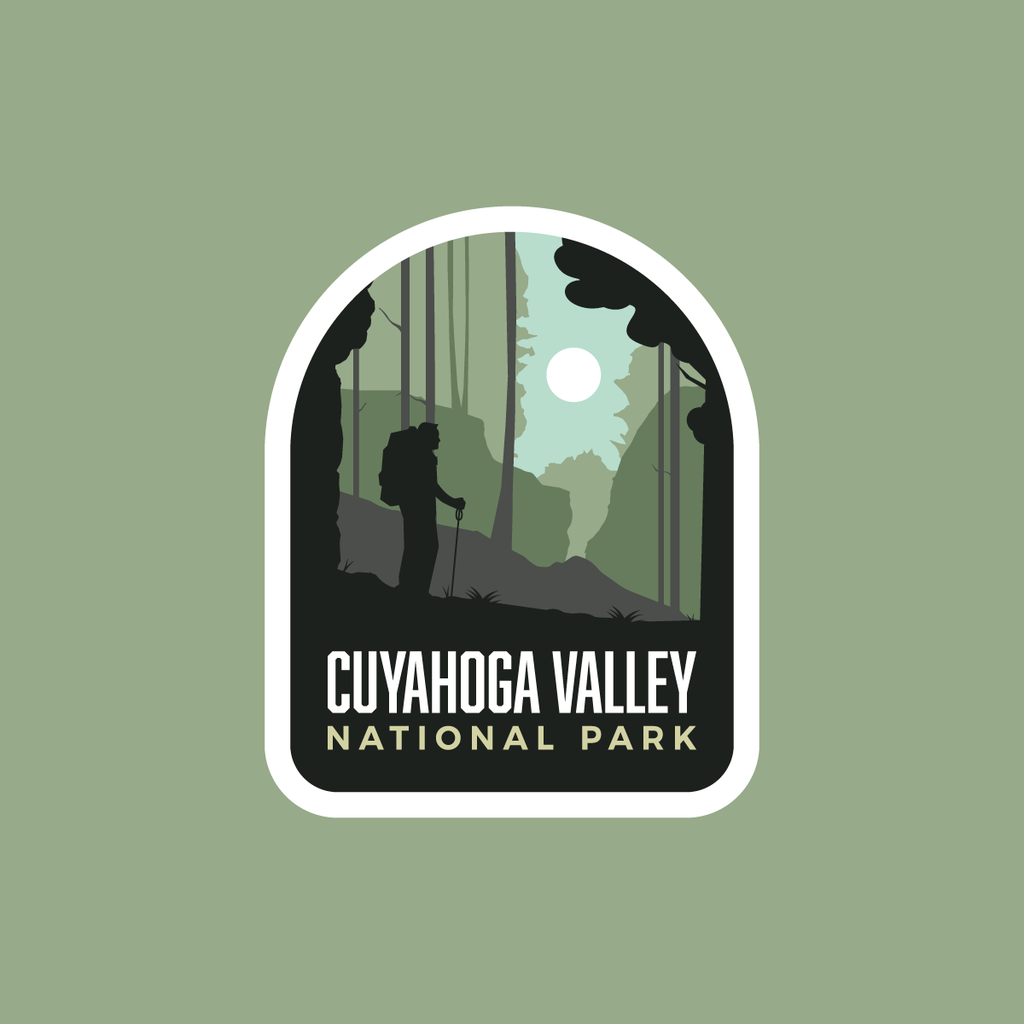 Cuyahoga Valley sticker on a green background