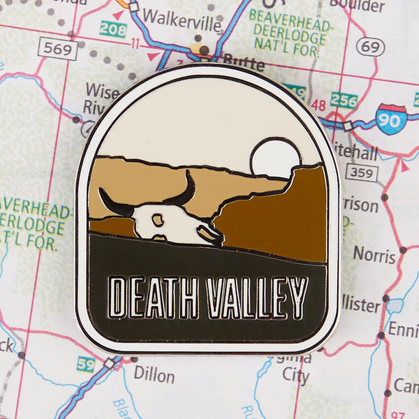 Death Valley pin on a map background