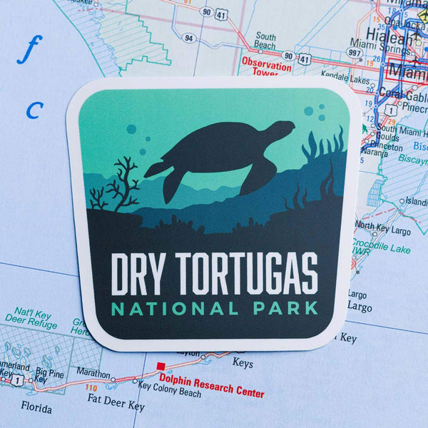 Dry Tortugas sticker on a map background