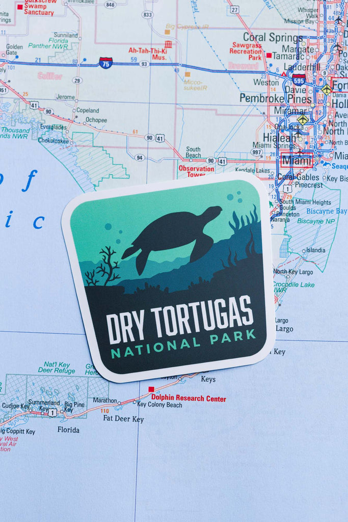 Dry Tortugas sticker on a map 