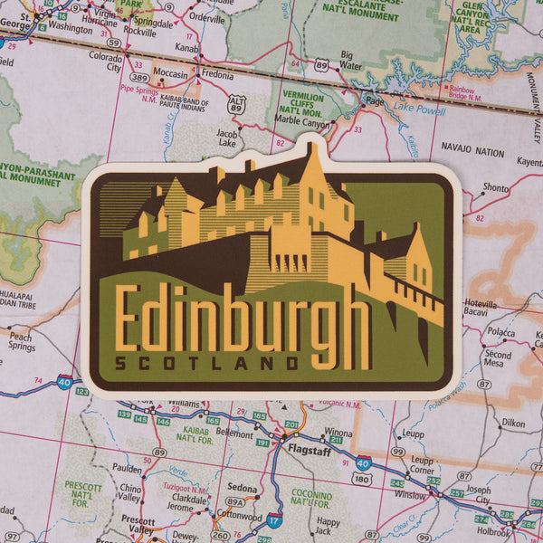 Edinburgh sticker on a map background