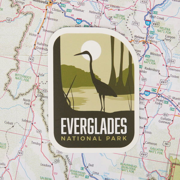 Everglades sticker on a map background