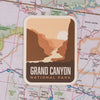 Grand Canyon sticker on a map background