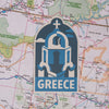 Greece Sticker on a map background
