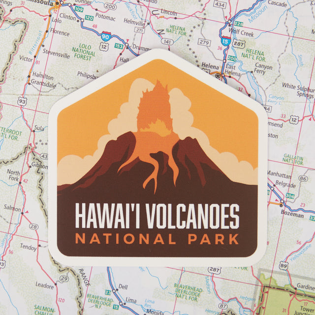 Hawaii Volcanoes Sticker on a map background