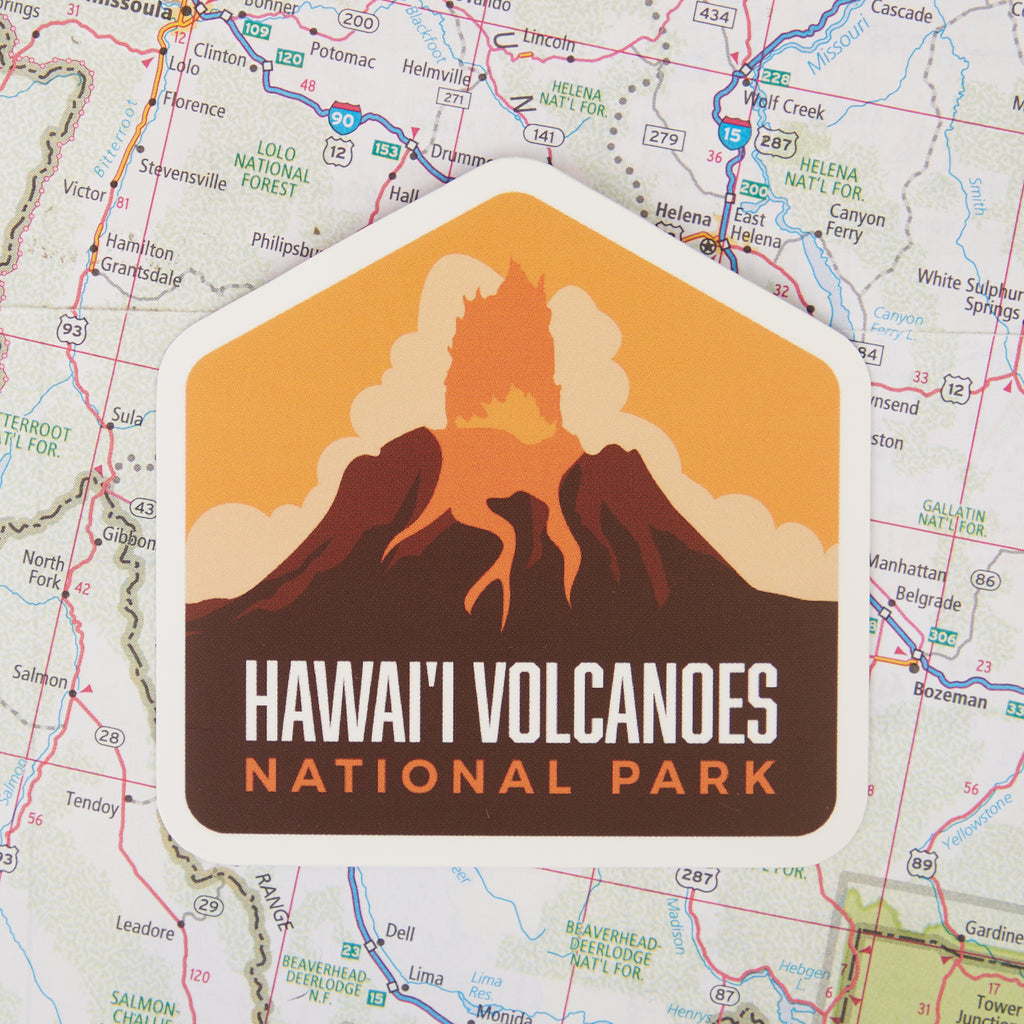 Hawaii Volcanoes Sticker on a map background