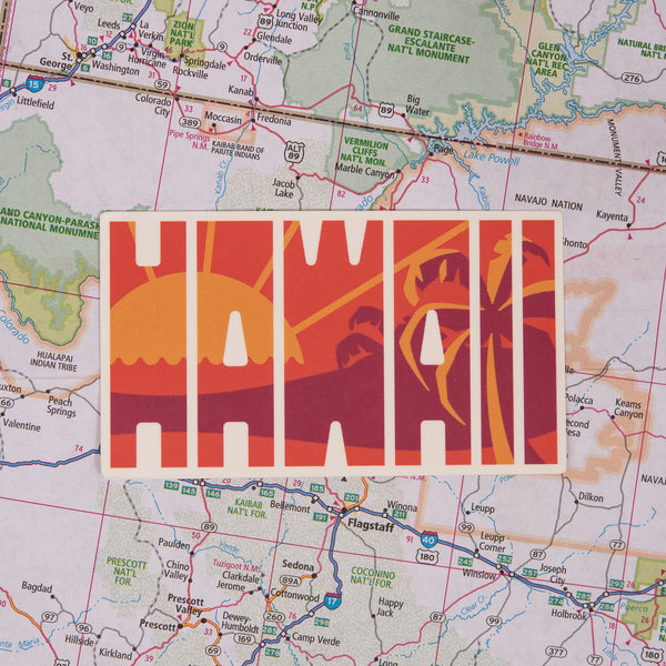 Hawaii Sticker on a map background