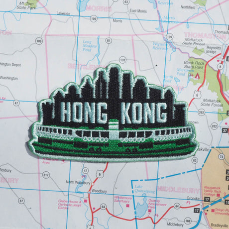 Hong Kong patch on a map background