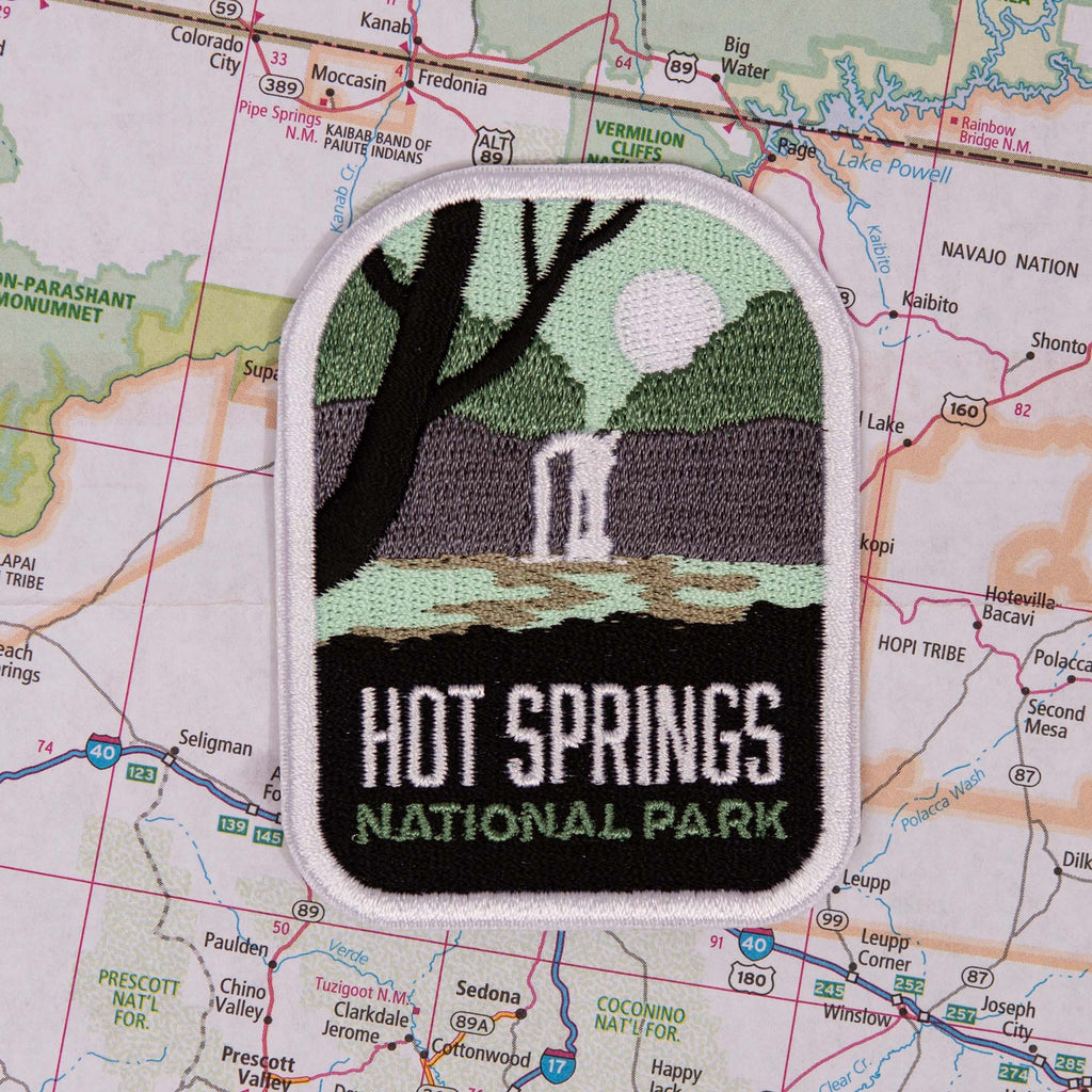 Hot Springs patch on a map background