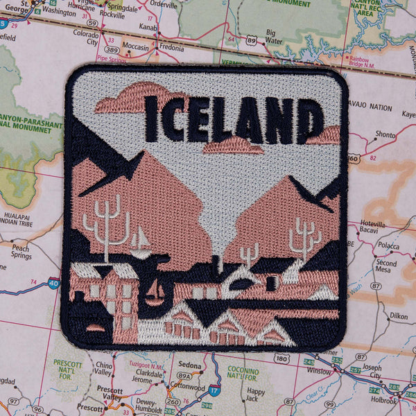 Iceland patch on a map background