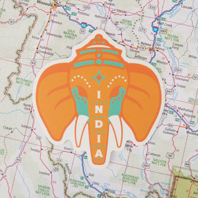 India Sticker on a map background