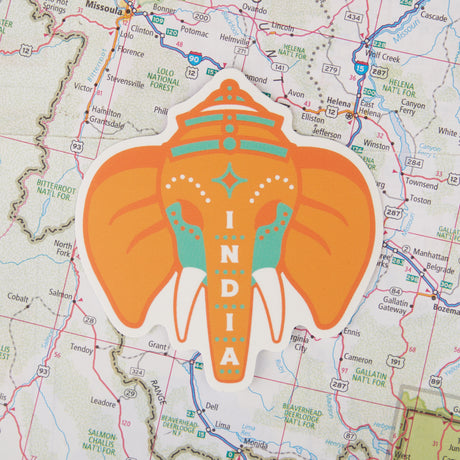 India Sticker on a map background