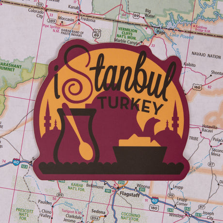 Istanbul Turkey Sticker on a map background
