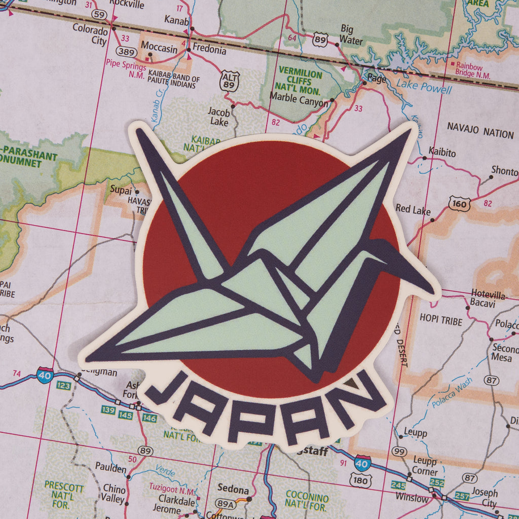 Japan Sticker on a map background