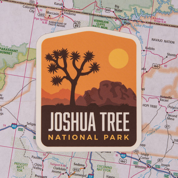 Joshua Tree sticker on a map background