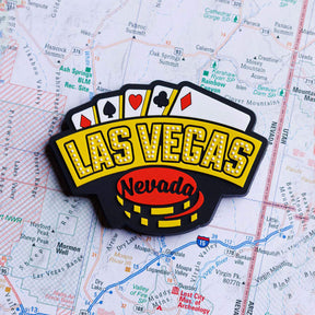 Las Vegas Fridge Magnet on a map background