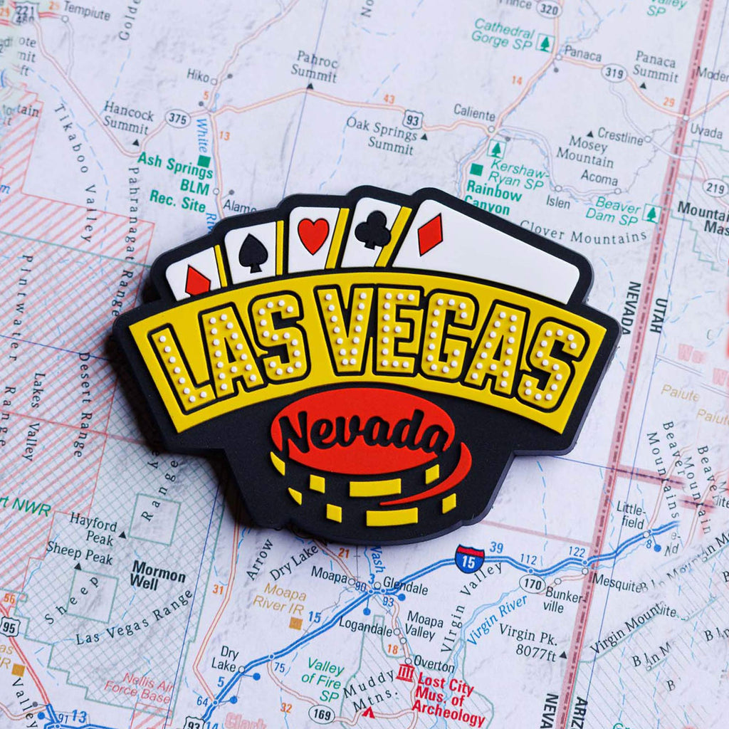Las Vegas Fridge Magnet on a map background