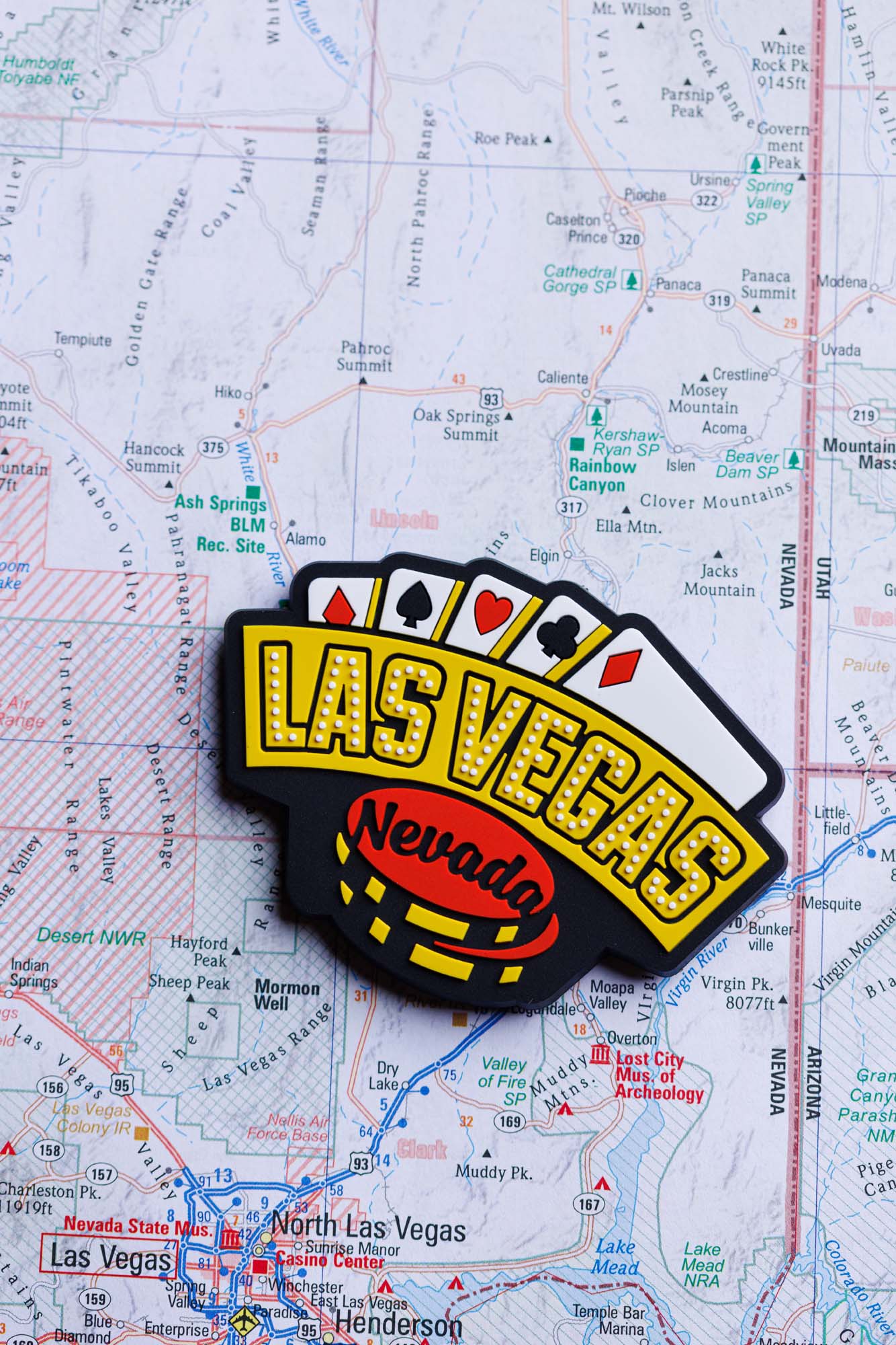 Las Vegas PVC Fridge Magnet on a map