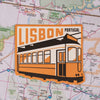 Lisbon sticker on a map background