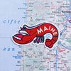Maine Sticker on a map background