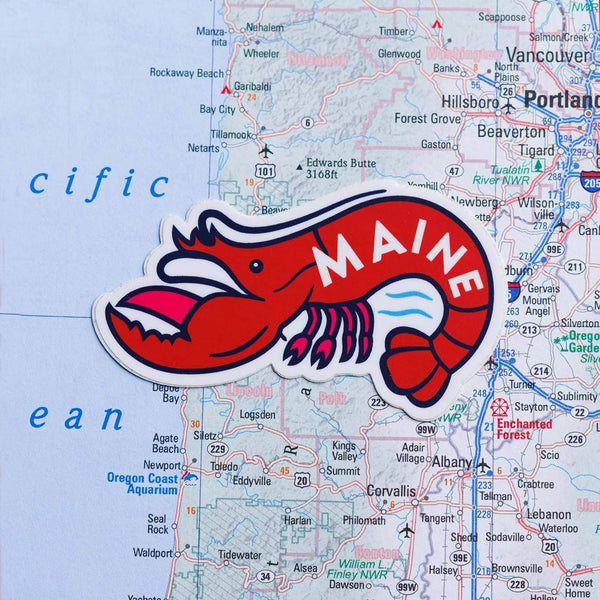 Maine Sticker on a map background