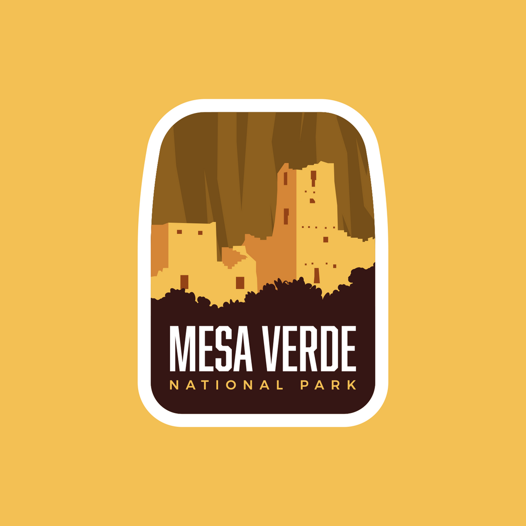 Mesa Verde Sticker on a yellow background