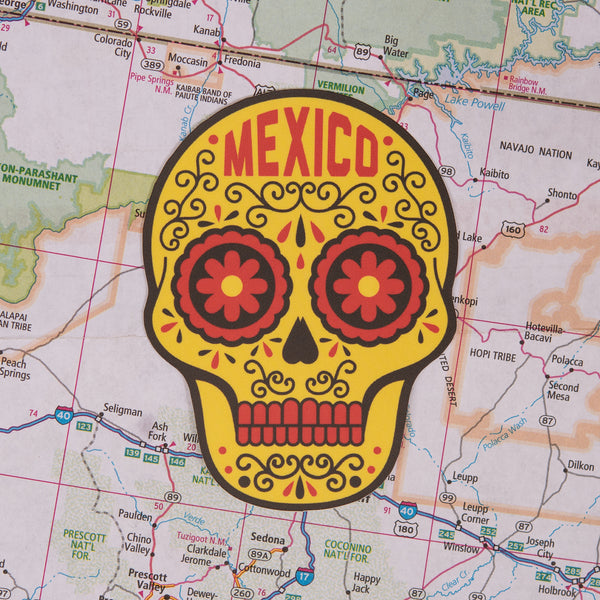 Mexico sticker on a map background