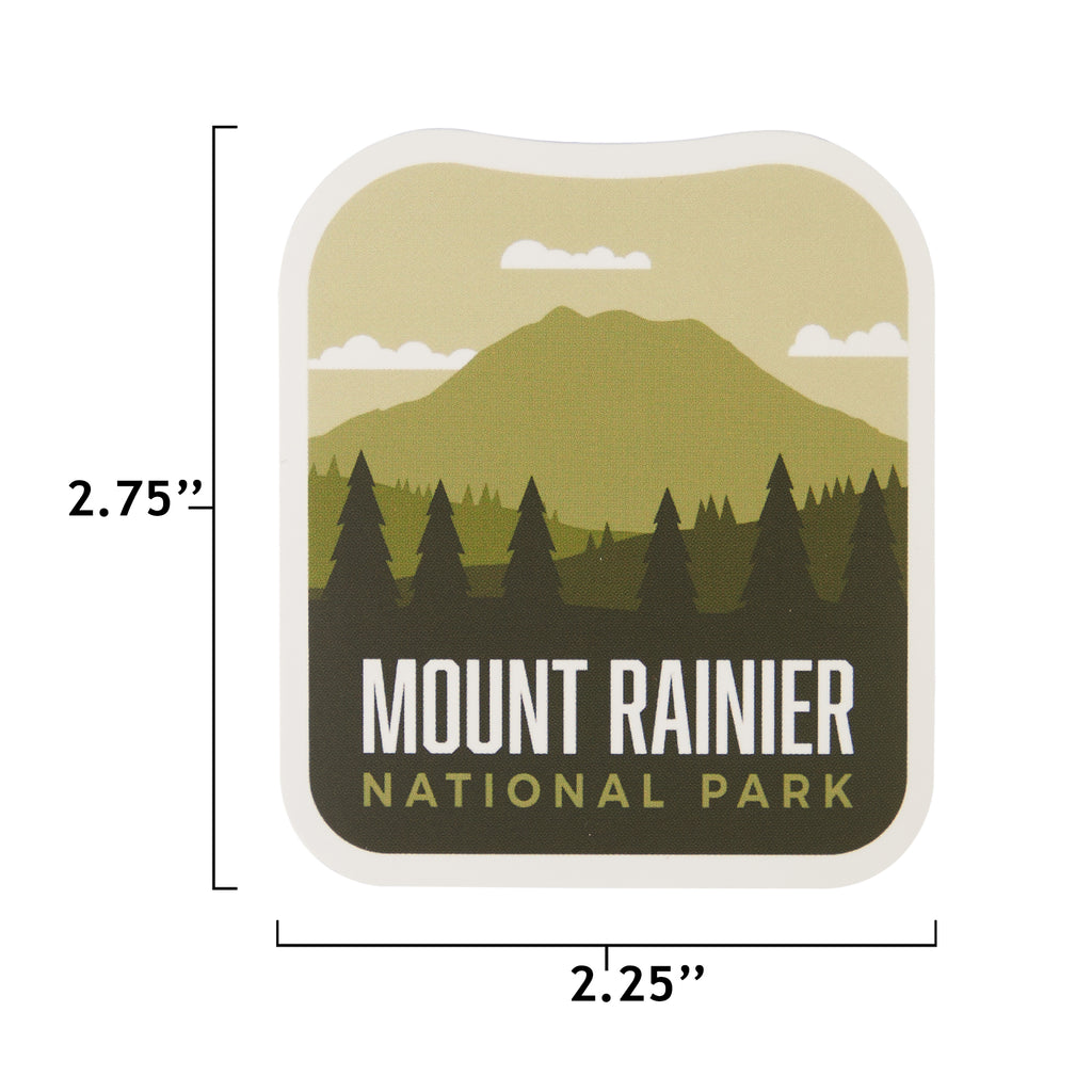 Mount Rainier sticker size information