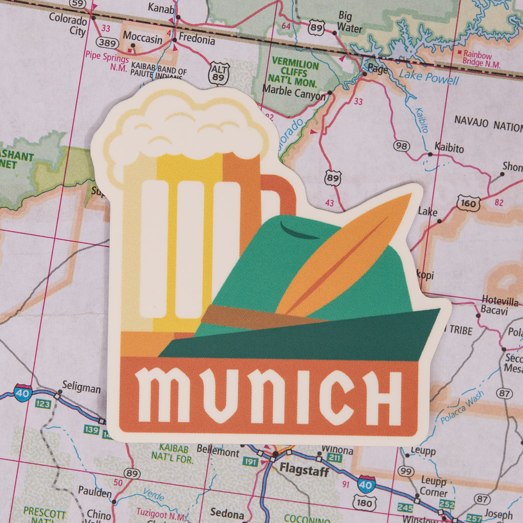 Munich sticker on a map background