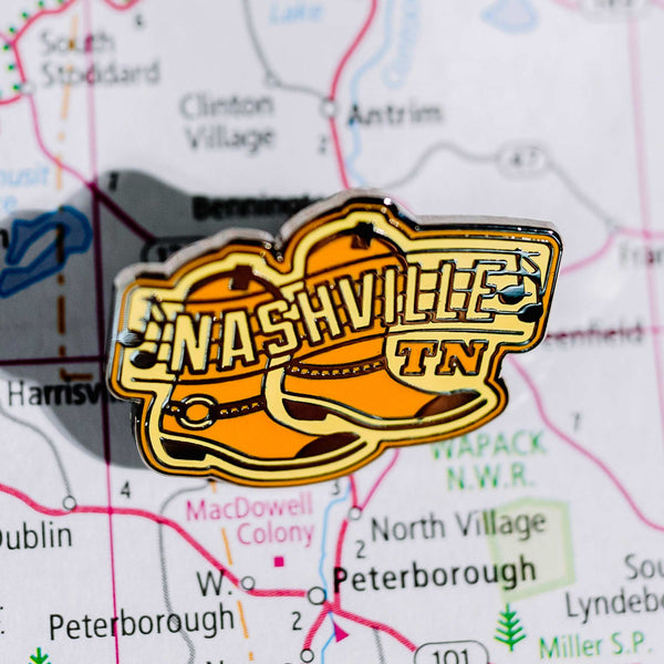 Nashville pin on a map background