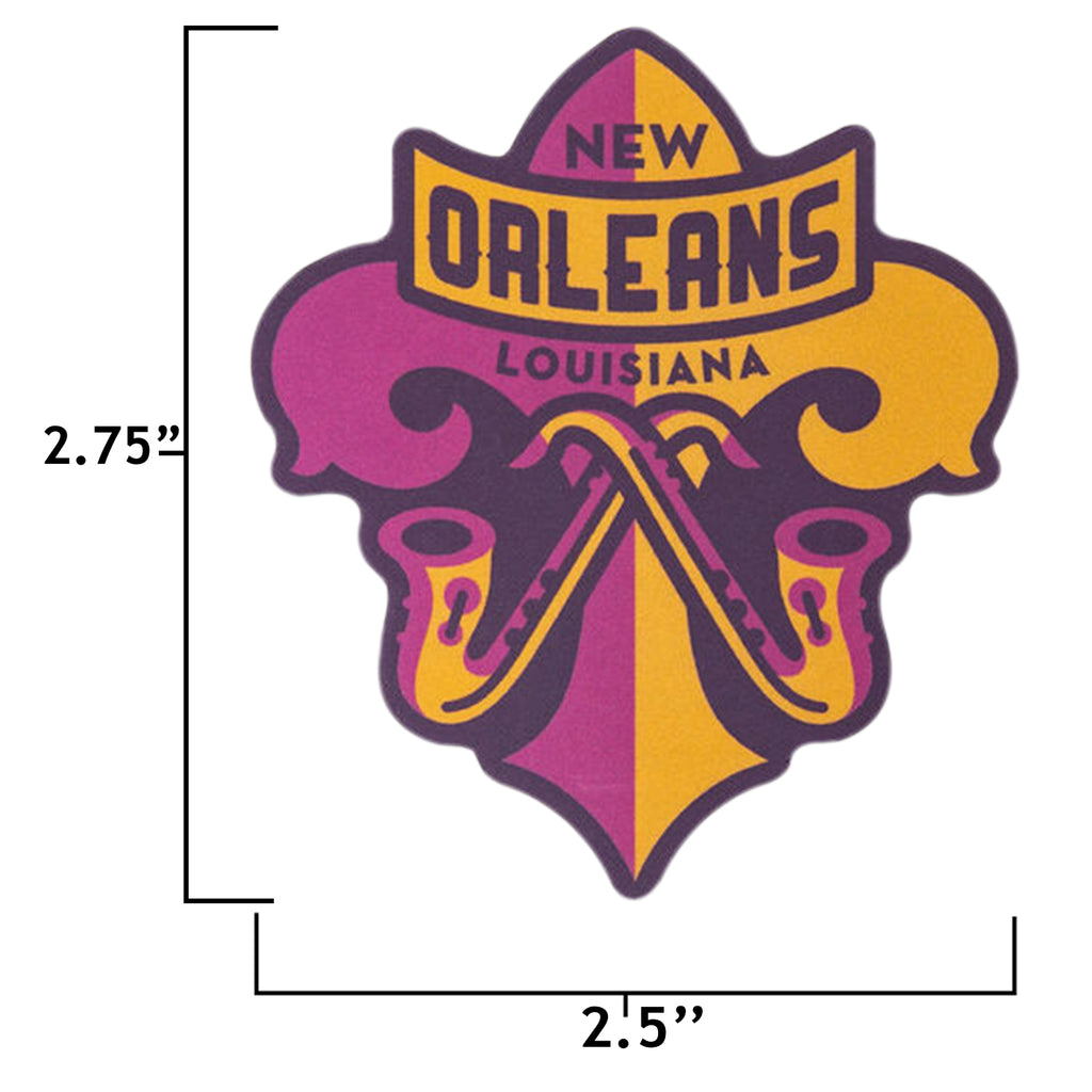 New Orleans sticker size information