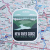 New River Gorge sticker on a map background