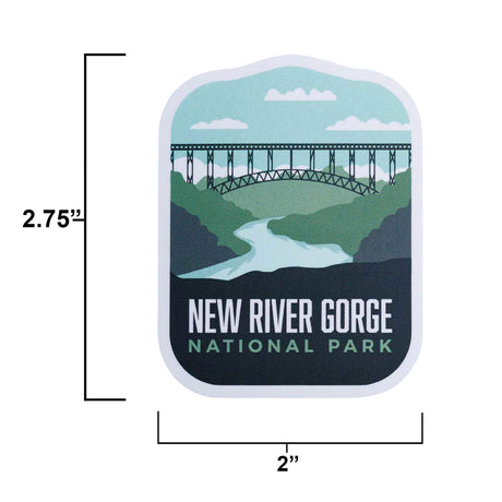 New River Gorge sticker size information
