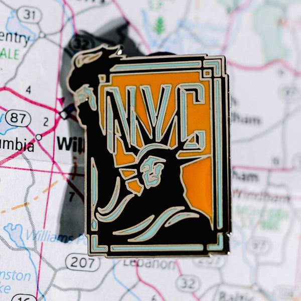 New York City pin on a map background