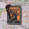 New York City sticker on a map background