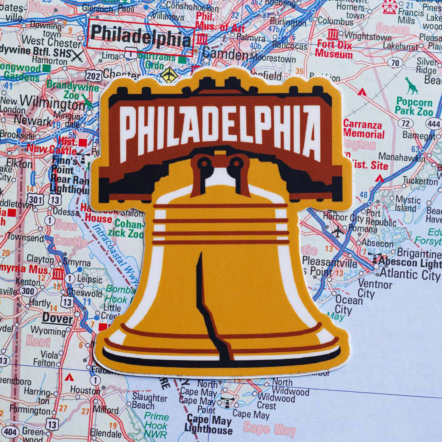 Philadelphia Sticker on a map background