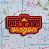Portland Oregon patch on a map background