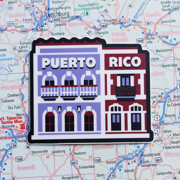 Puerto Rico Sticker on a map background