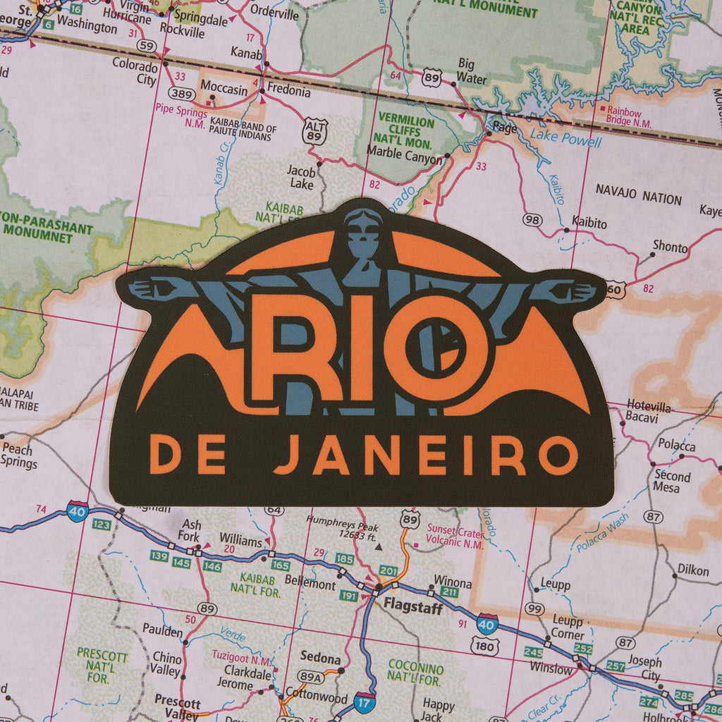 Rio De Janeiro sticker on a map background