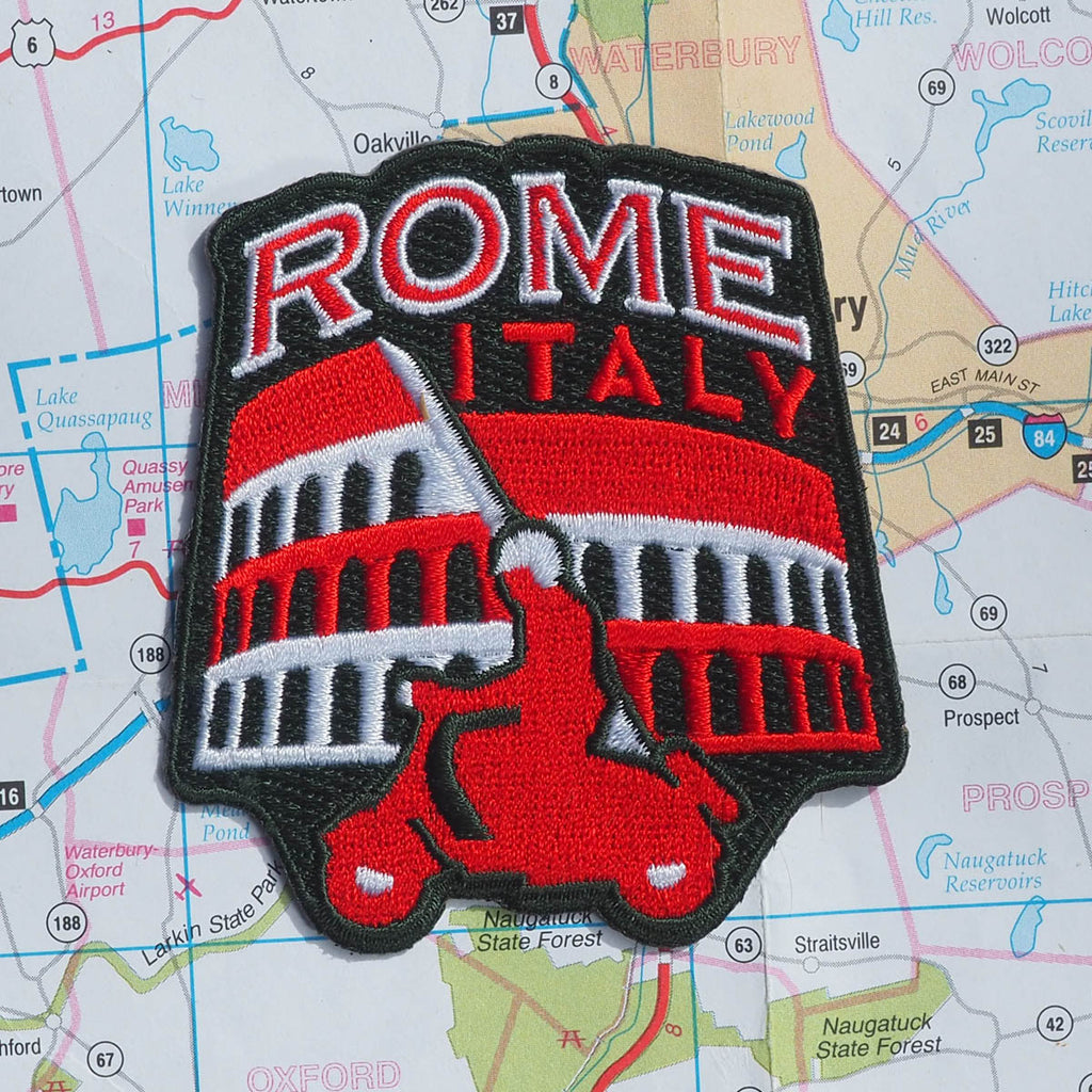 Rome Italy patch on a map background